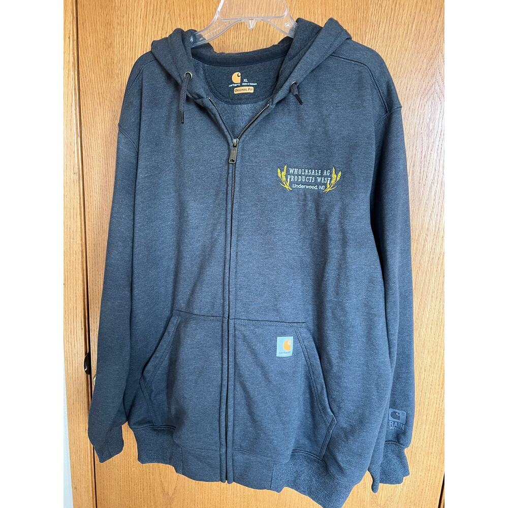 Carhartt Original Fit Gray Full Zip Hooded Sweatshirt, Men's XL